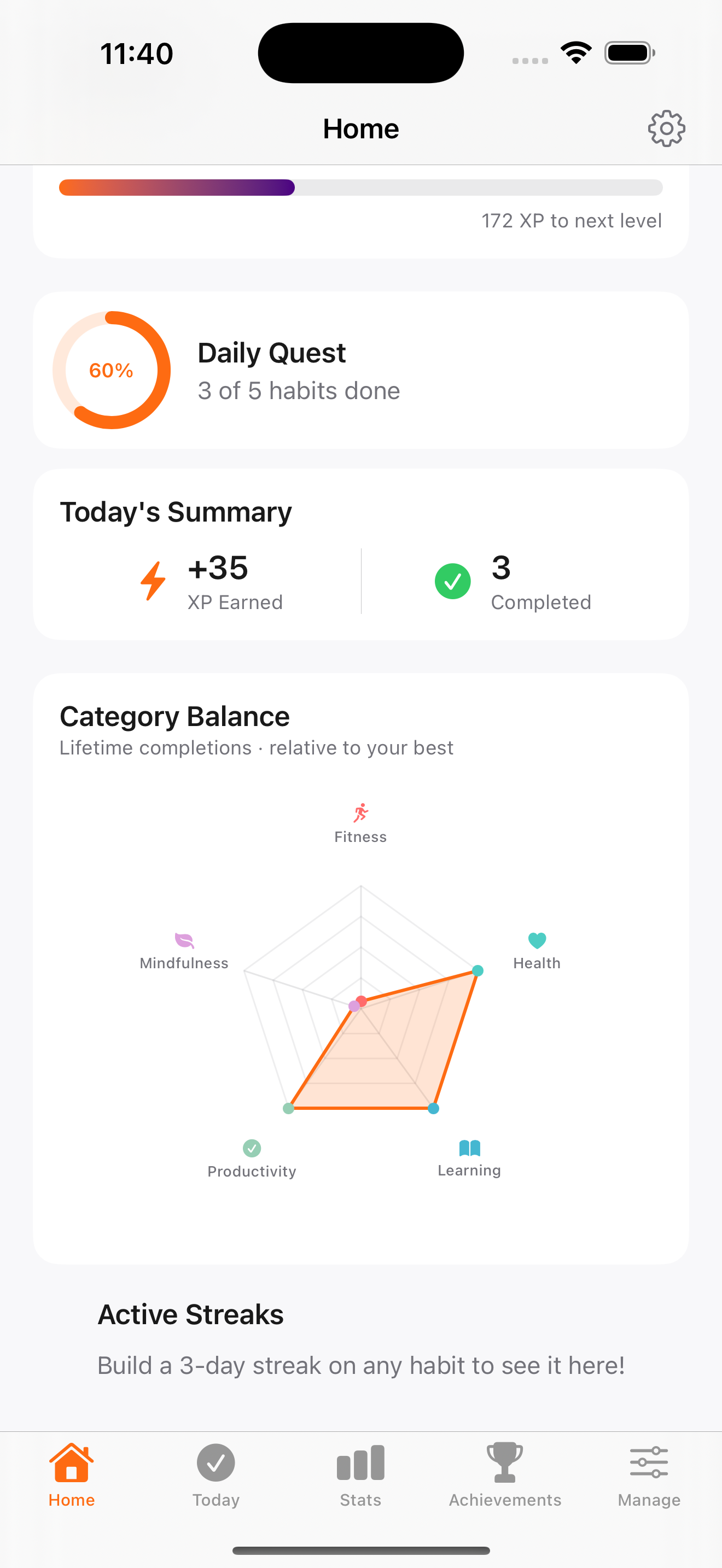 Habitave home screen